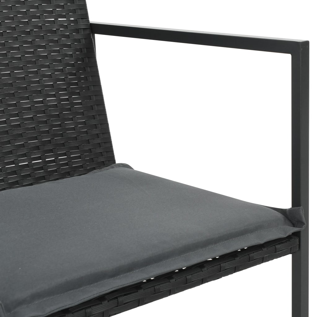 VidaXL 7-delige Tuinset met kussens poly rattan zwart