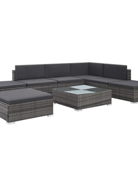 vidaXL 8-delige Loungeset met kussens poly rattan grijs