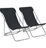 VidaXL Strandstoelen inklapbaar 2 st staal en oxford stof zwart