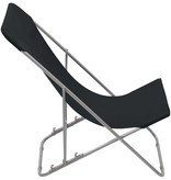 VidaXL Strandstoelen inklapbaar 2 st staal en oxford stof zwart