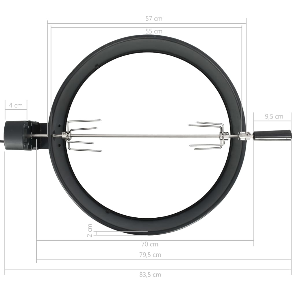 vidaXL BBQ rotisserie ring 57 cm zwart