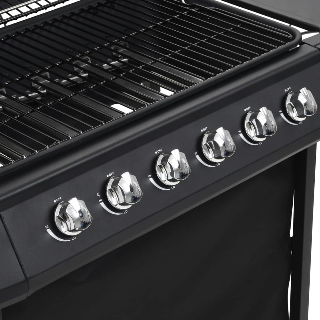 VidaXL Gasbarbecue met 6 kookzones staal zwart