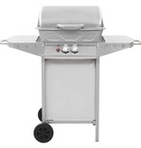 vidaXL Gasbarbecue en grill met 2 kookzones roestvrij staal zilver