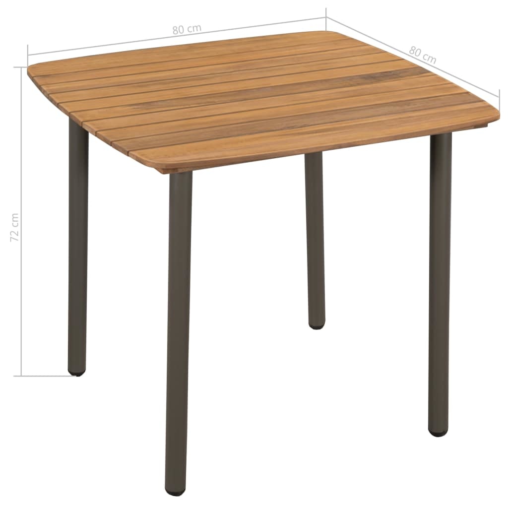 vidaXL Tuintafel 80x80x72 cm massief acaciahout en staal