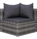 vidaXL 4-delige Loungeset met kussens poly rattan grijs