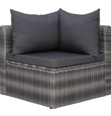 vidaXL 3-delige Loungeset met kussens poly rattan grijs