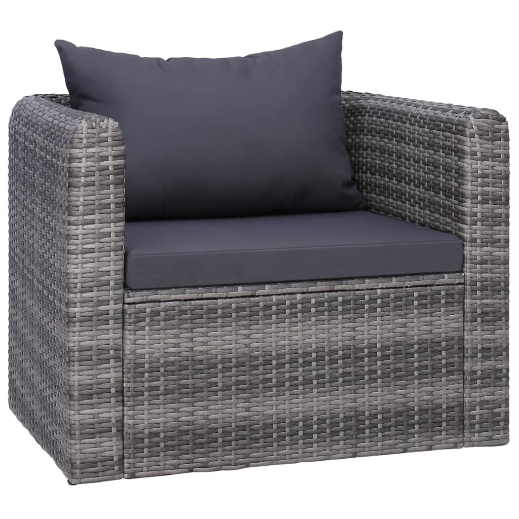 VidaXL Tuinstoel met kussens poly rattan grijs