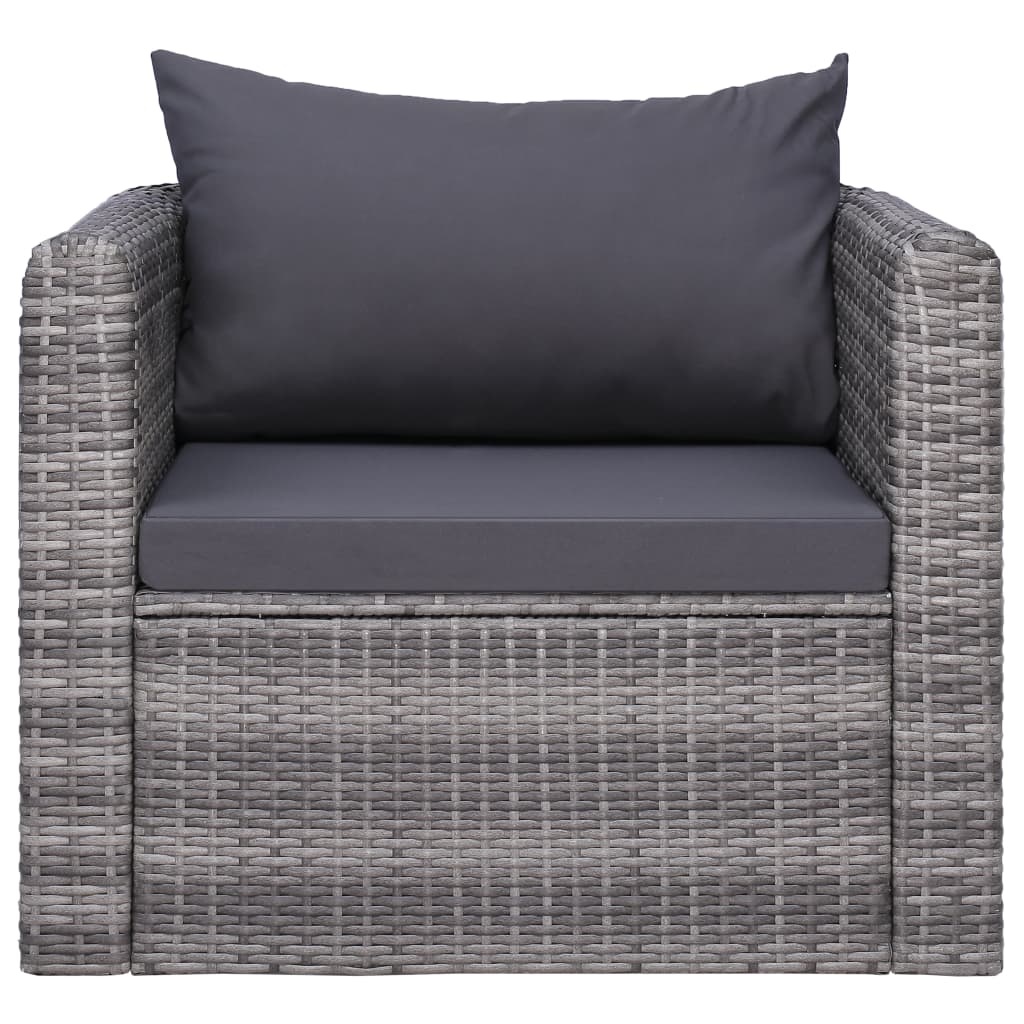 VidaXL Tuinstoel met kussens poly rattan grijs