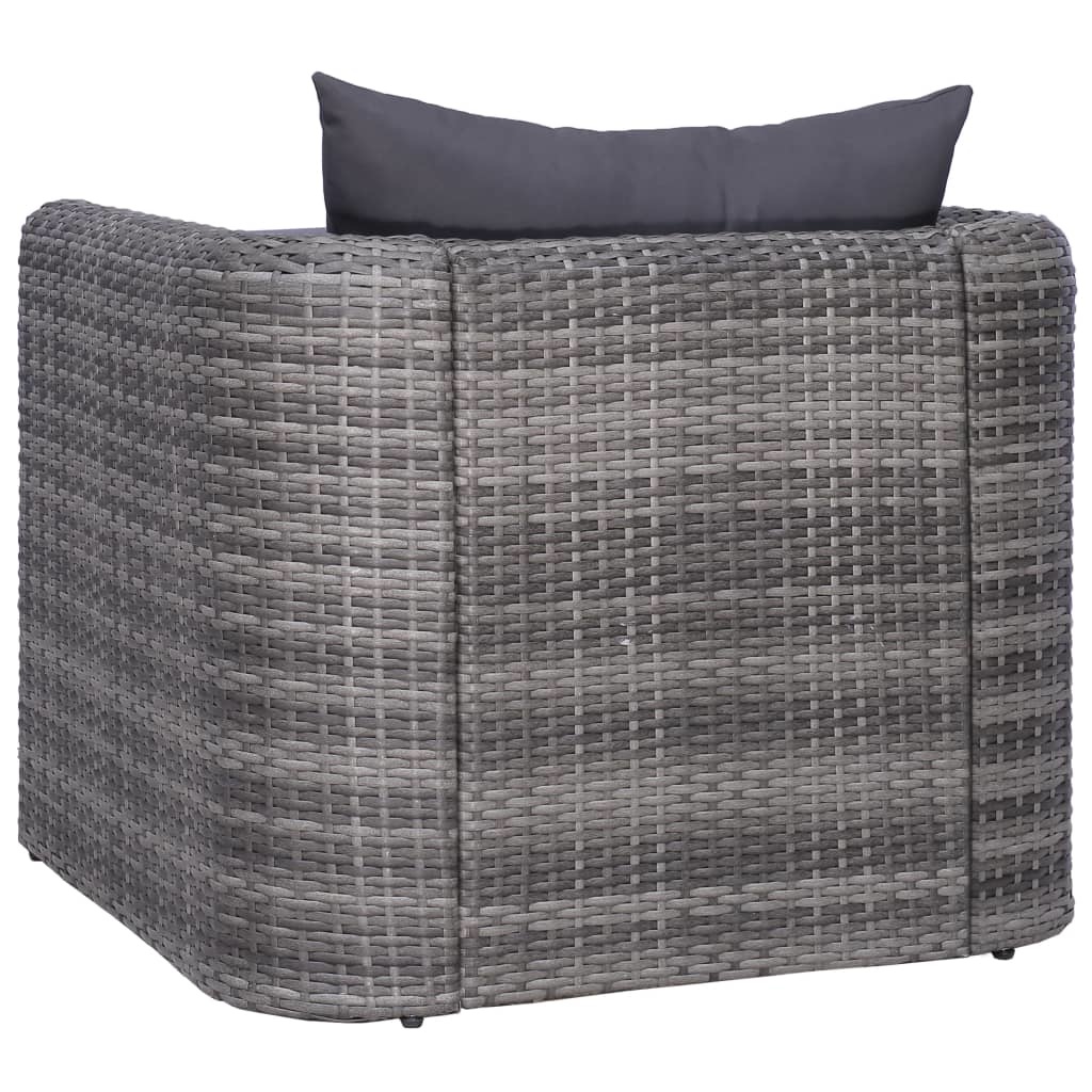VidaXL Tuinstoel met kussens poly rattan grijs
