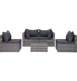 vidaXL 5-delige Loungeset met kussens poly rattan grijs