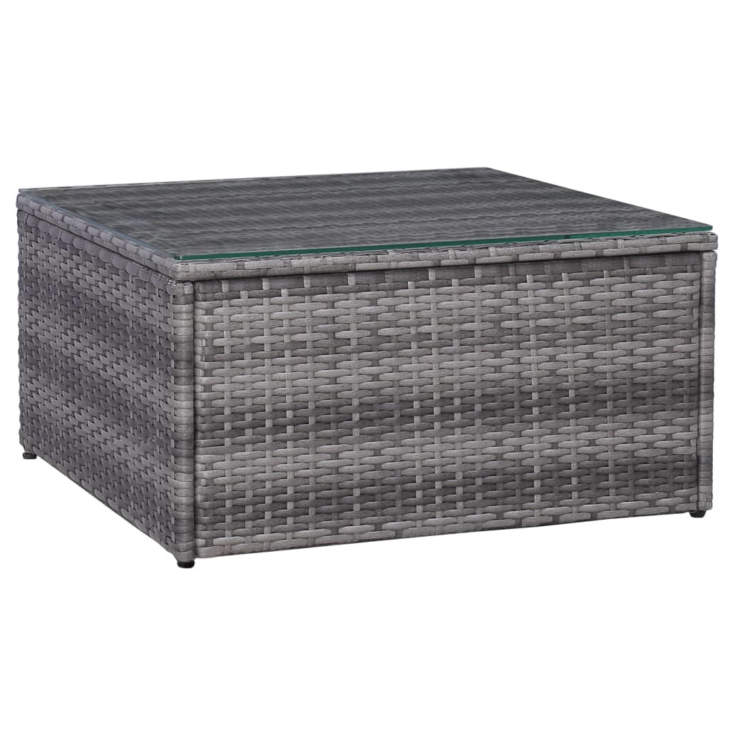 vidaXL 5-delige Loungeset met kussens poly rattan grijs