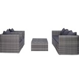 vidaXL 6-delige Loungeset met kussens poly rattan grijs