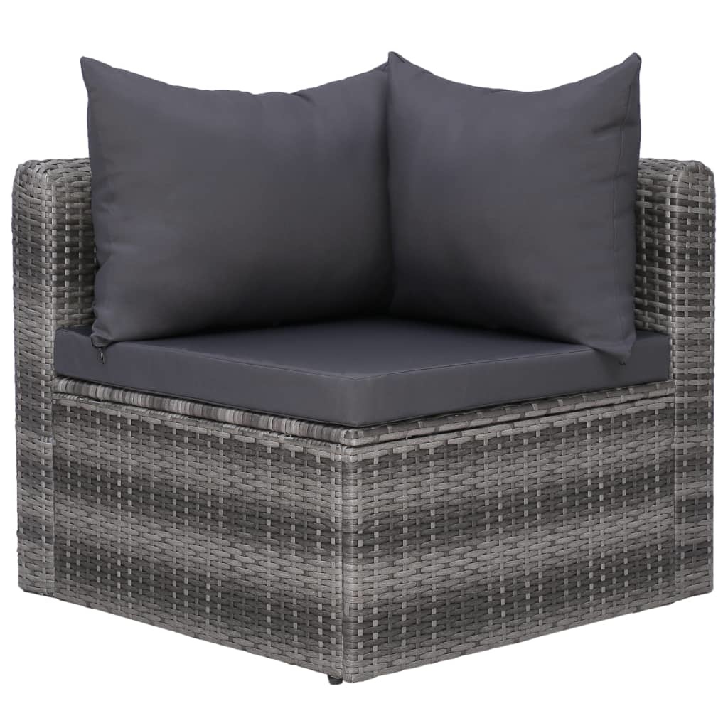 vidaXL 6-delige Loungeset met kussens poly rattan grijs