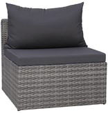 vidaXL 6-delige Loungeset met kussens poly rattan grijs