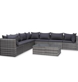 vidaXL 8-delige Loungeset met kussens poly rattan grijs