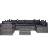 vidaXL 8-delige Loungeset met kussens poly rattan grijs