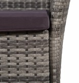 VidaXL Tuinstoel en kruk met kussens poly rattan grijs
