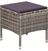 VidaXL Tuinstoel en kruk met kussens poly rattan grijs