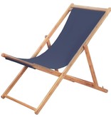 vidaXL Strandstoel inklapbaar stof en houten frame blauw