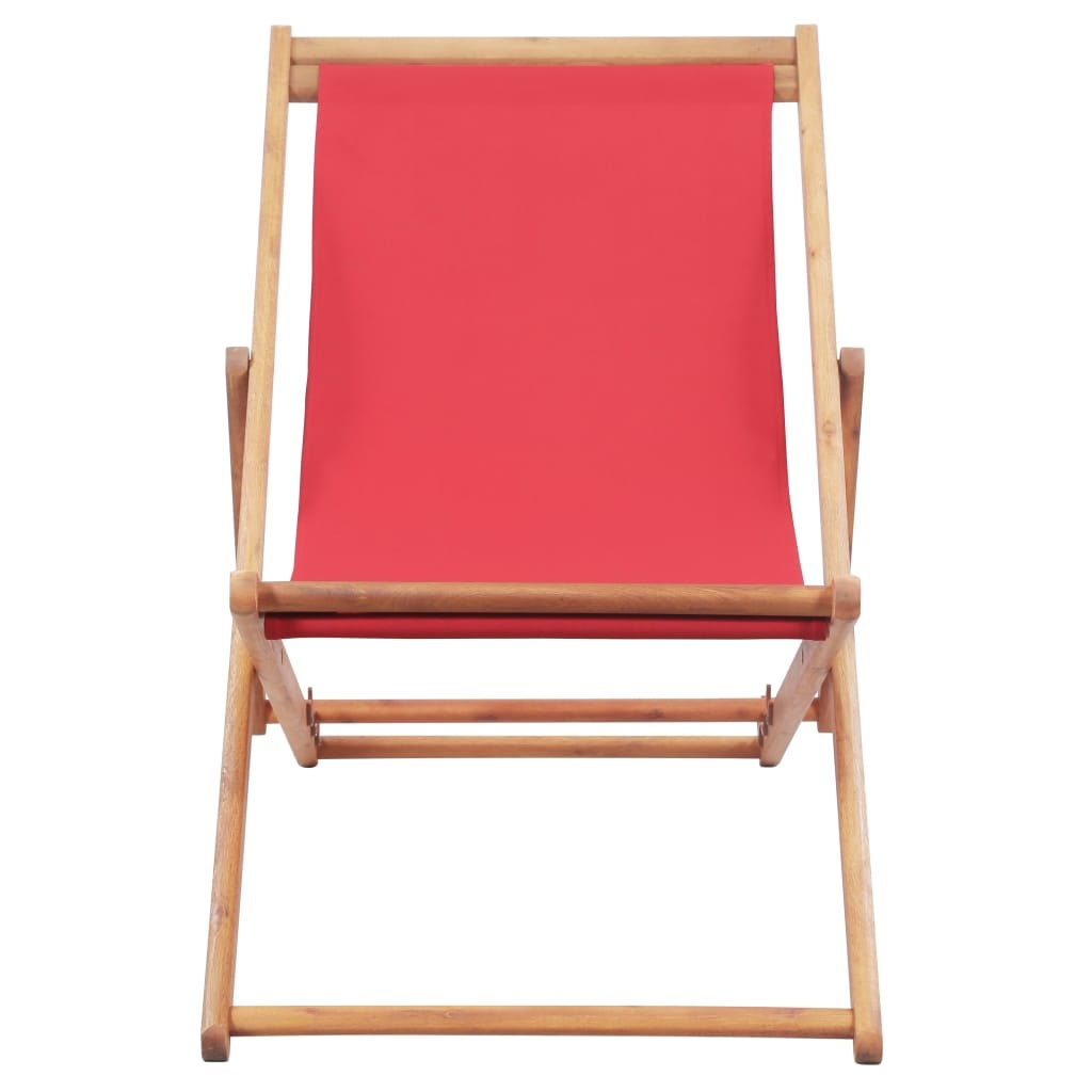 vidaXL Strandstoel inklapbaar stof en houten frame rood