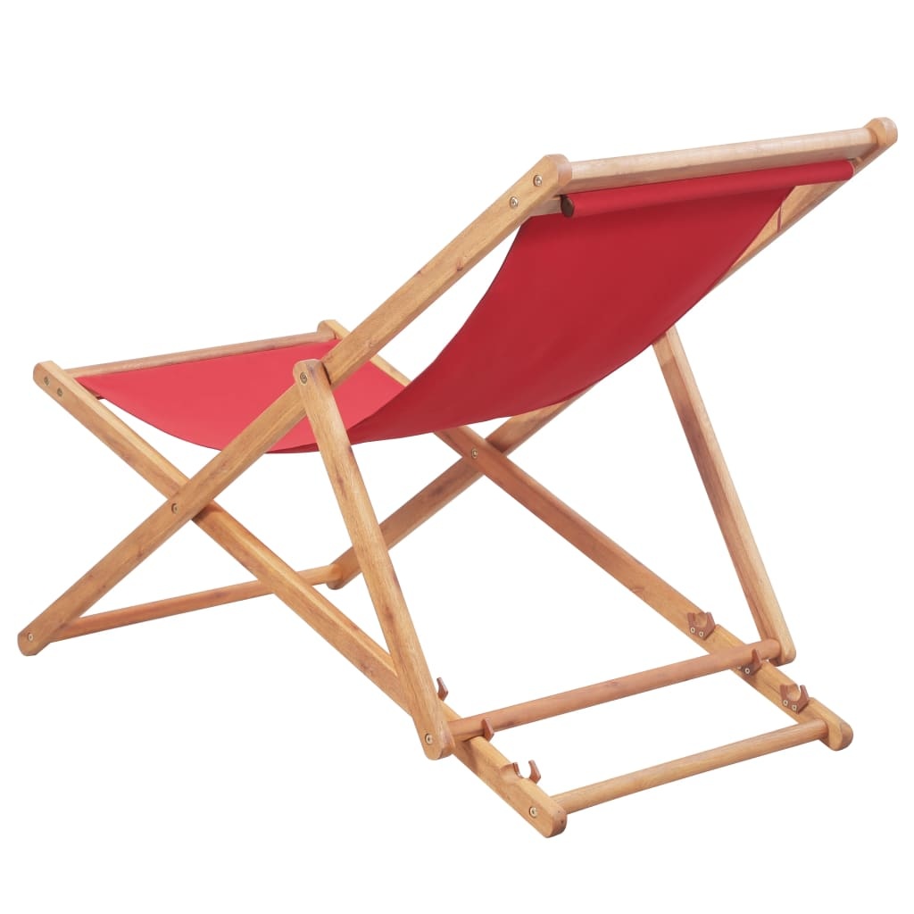 vidaXL Strandstoel inklapbaar stof en houten frame rood