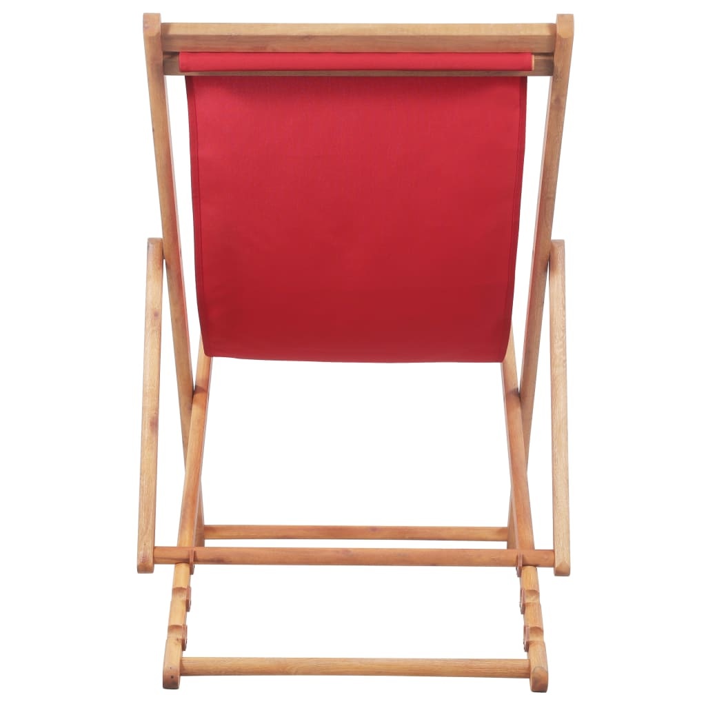 vidaXL Strandstoel inklapbaar stof en houten frame rood