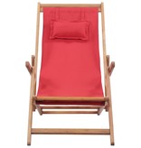 vidaXL Strandstoel inklapbaar stof en houten frame rood