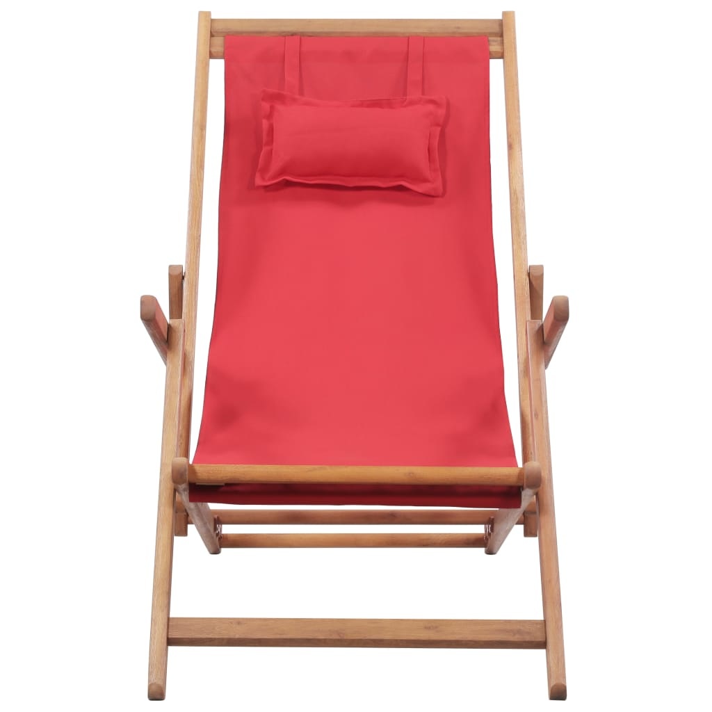 vidaXL Strandstoel inklapbaar stof en houten frame rood