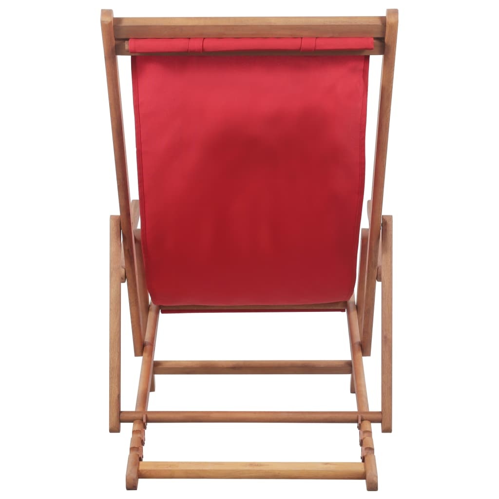 vidaXL Strandstoel inklapbaar stof en houten frame rood