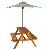 vidaXL Kinderpicknicktafel met parasol 79x90x60 cm massief acaciahout