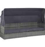 vidaXL Tuinbed met luifel 205x62 cm poly rattan grijs