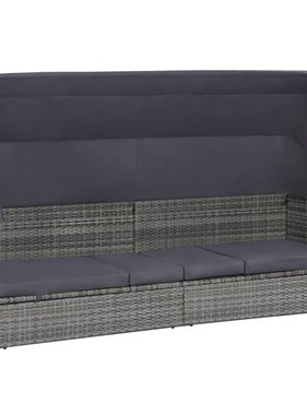 vidaXL Tuinbed met luifel 205x62 cm poly rattan grijs