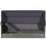 vidaXL Tuinbed met luifel 205x62 cm poly rattan grijs