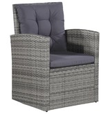 vidaXL 6-delige Loungeset met kussens poly rattan grijs