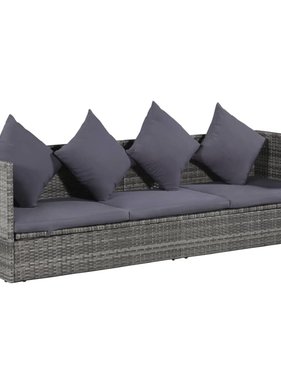 vidaXL Tuinbed 200x60 cm poly rattan grijs