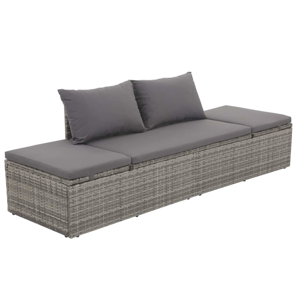 vidaXL Tuinbed 195x60 cm poly rattan grijs