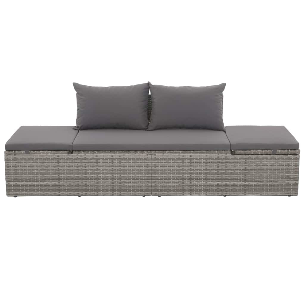 vidaXL Tuinbed 195x60 cm poly rattan grijs