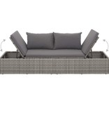 vidaXL Tuinbed 195x60 cm poly rattan grijs