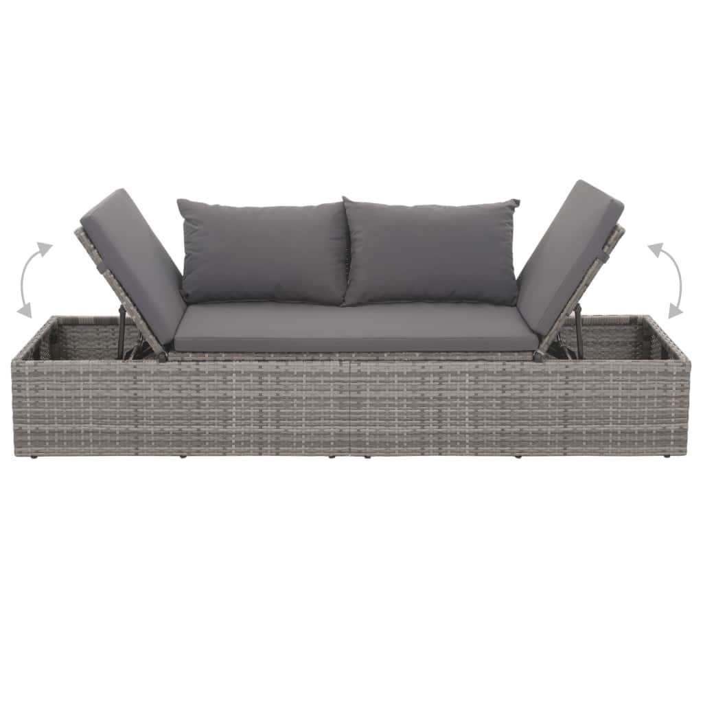 vidaXL Tuinbed 195x60 cm poly rattan grijs