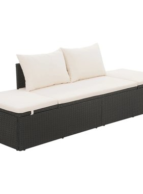 vidaXL Tuinbed 195x60 cm poly rattan zwart