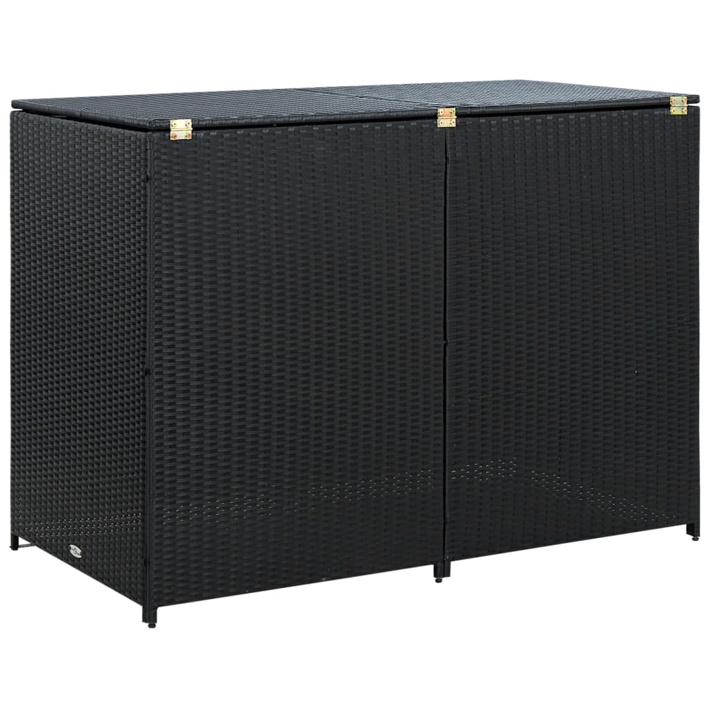 vidaXL Containerberging dubbel 148x80x111 cm poly rattan zwart