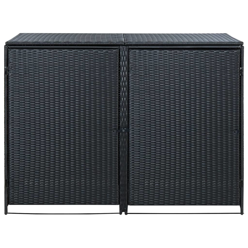 vidaXL Containerberging dubbel 148x80x111 cm poly rattan zwart