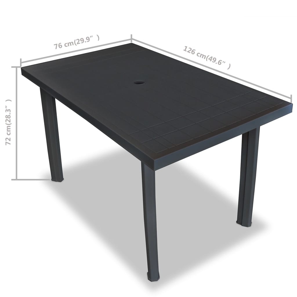 vidaXL Tuintafel 126x76x72 cm kunststof antraciet