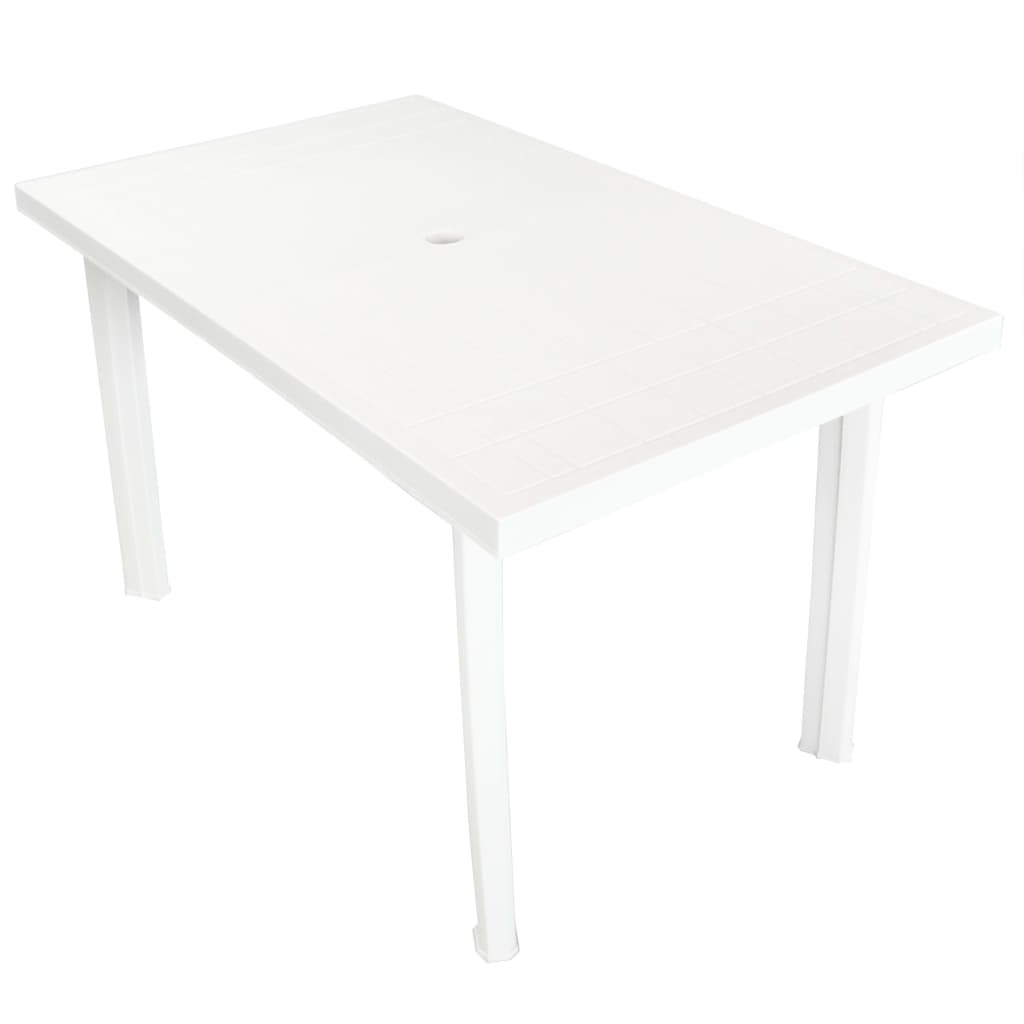 vidaXL Tuintafel 126x76x72 cm kunststof wit