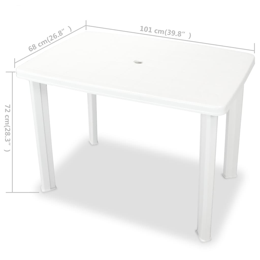 vidaXL Tuintafel 101x68x72 cm kunststof wit