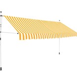 vidaXL Luifel handmatig uittrekbaar 400 cm oranje en witte strepen