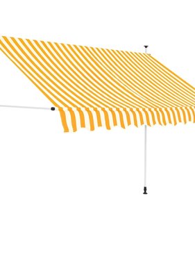 vidaXL Luifel handmatig uittrekbaar 250 cm geel en witte strepen