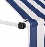 vidaXL Luifel handmatig uittrekbaar 250 cm blauw en witte strepen