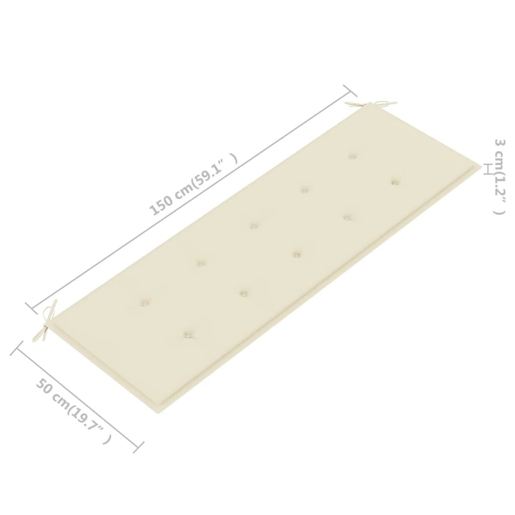 VidaXL Tuinbank kussen crème 150x50x3 cm