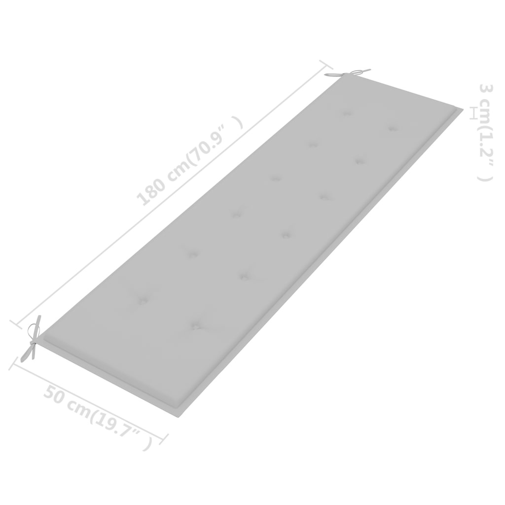 vidaXL Tuinbank kussen grijs 180x50x3 cm